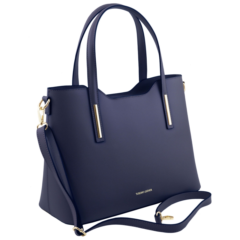 Leder-Handtasche Olimpia blau seite Leder-Handtasche Olimpia blau seite